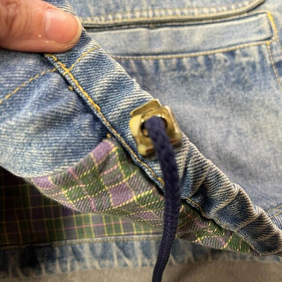 VTG Andy John Womens Denim Jacket Large Distressed Barn Chore Utility Work Coat - Picture 7 of 16